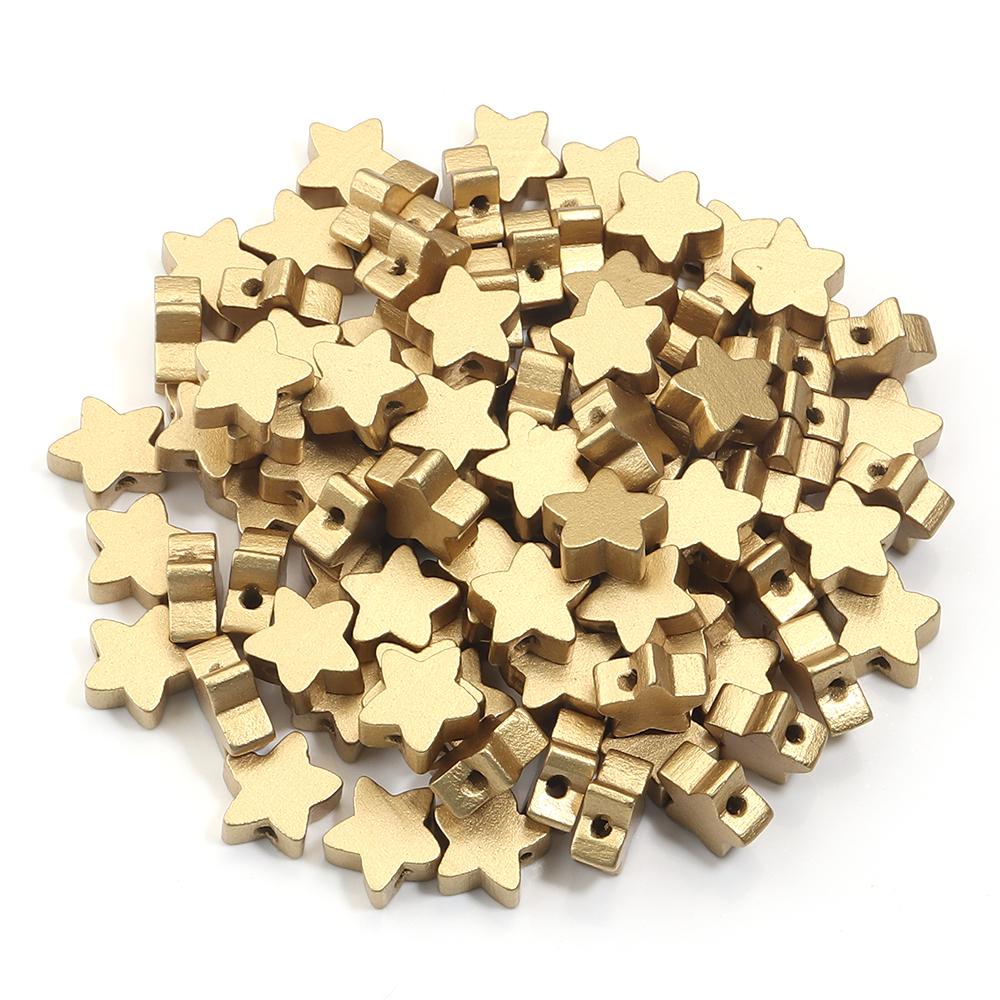 50pcs 15mm Star Wooden Beads Pentagram Loose Spacer Beads for Jewelry Making DIY Handmade Bracelets Neklace Decor Accessories