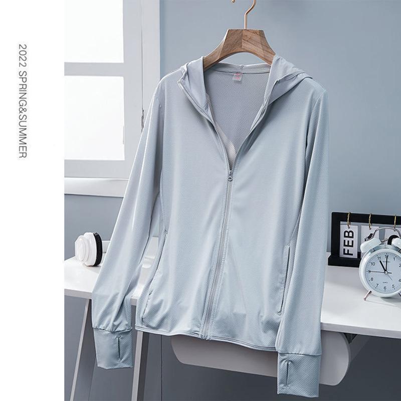 

UPF50+ Sun Protection jacket women Ice Silk Hooded Coat for Summer Air Conditioning Clothing Breathable Solid Color M