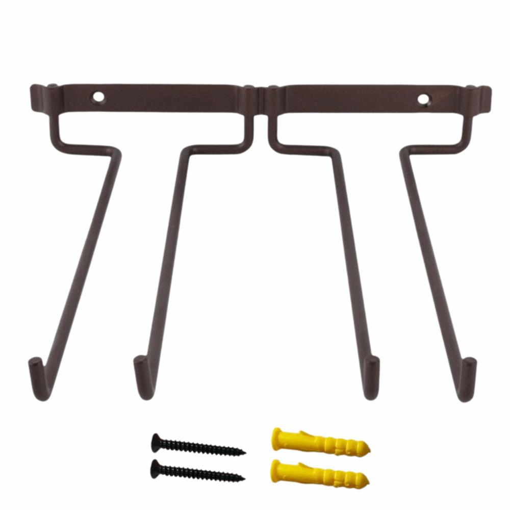 Double Row Design Stemware Holder Metal Wall Mounted Wine Rack Wine Glass Rack Kitchen Storage