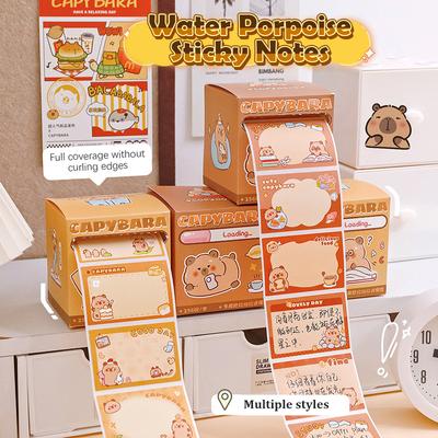 100/256 Folhas Kawaii Papelaria Fofa Desenho Animado Capivara Notas Adesivas Material de Escritório Criativo Tipo Puxar Destacável Papel para Anotações