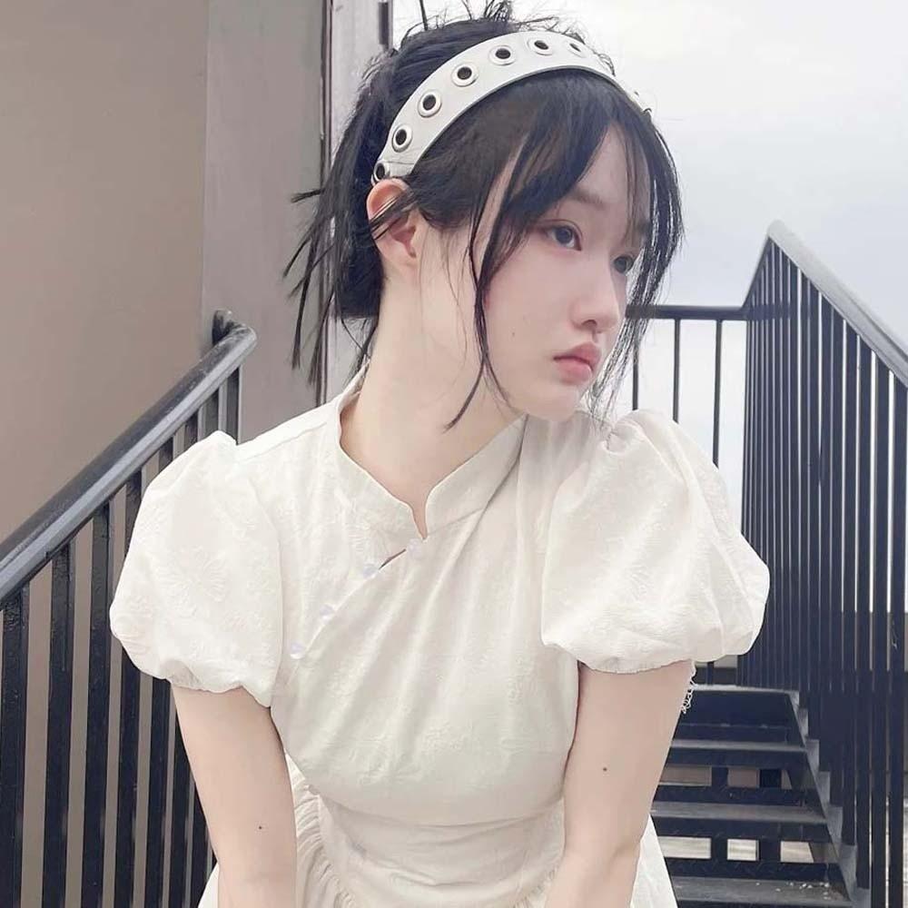 Y2K Steampunk Hair Hoop Rock-inspired Leather Buckle Hairband Subculture Punk Rivet Headband  Girls