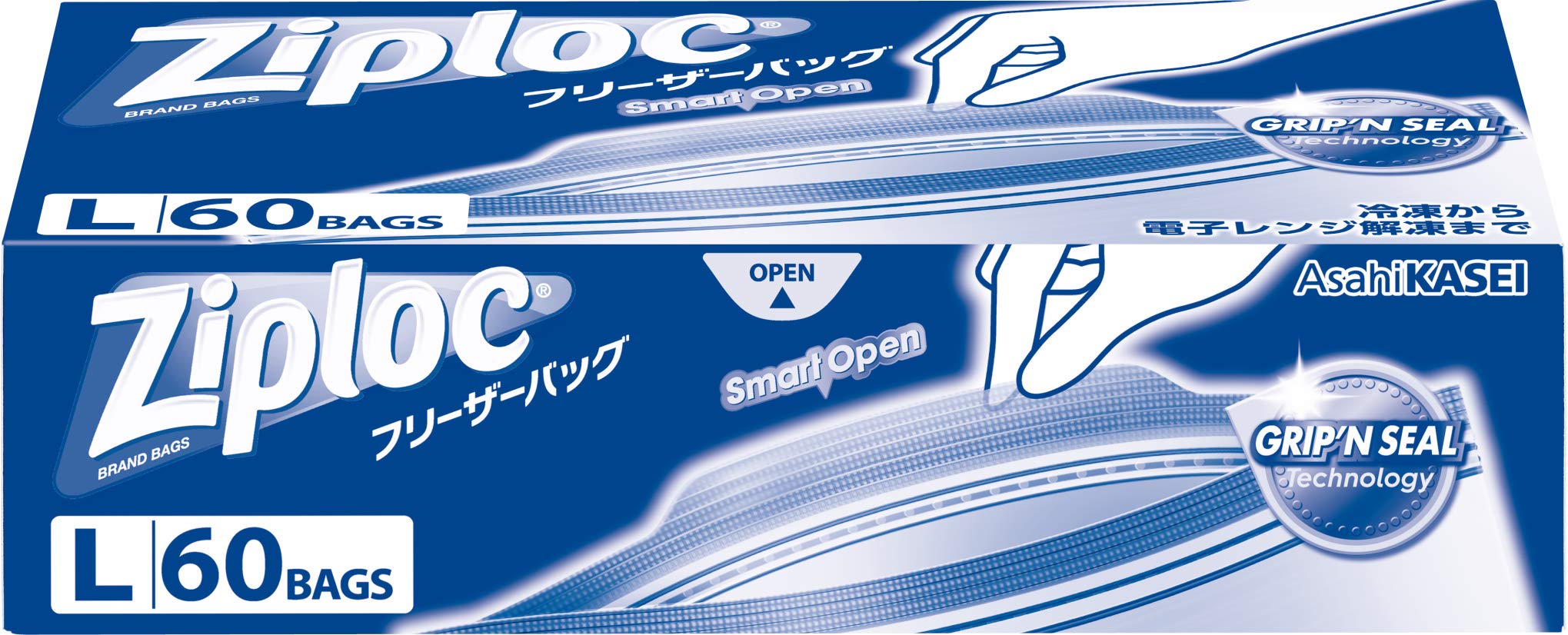 

[Большая вместимость] Пакеты Ziploc для заморозки, Большие, 60 штук