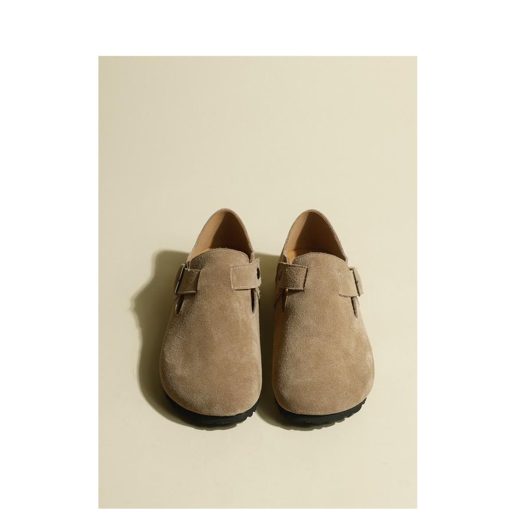 [Ziyan] Single shoes, matte real soft leather retro Boken shoes, women's one-pedal casual shoes, flat-soled Doudou shoes