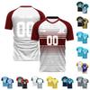 Short Sleeve V Neck DIY Team Sports Jersey Top Wicking Lightweight Athletic Training Shirt for Men Women Youth