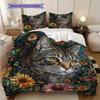 Tabby Cat Pattern Bedding Quilt Set Quilt Cover Pillowcase Home Decoration Birthday Gift (1 * duvet cover + 2 * pillowcase, without core)