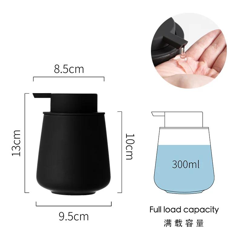 Matte Black Foaming Hand Soap Dispenser Plastic 300ML Modern Minimalist Style for Bathroom & Kitchen Countertop Refillable
