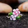 Green Leaf Enamel Handmade Oil Dropping Women's Ring Charm High Luxury Westernized  Prom Fancy Birthday Gift Fashion Jewelry