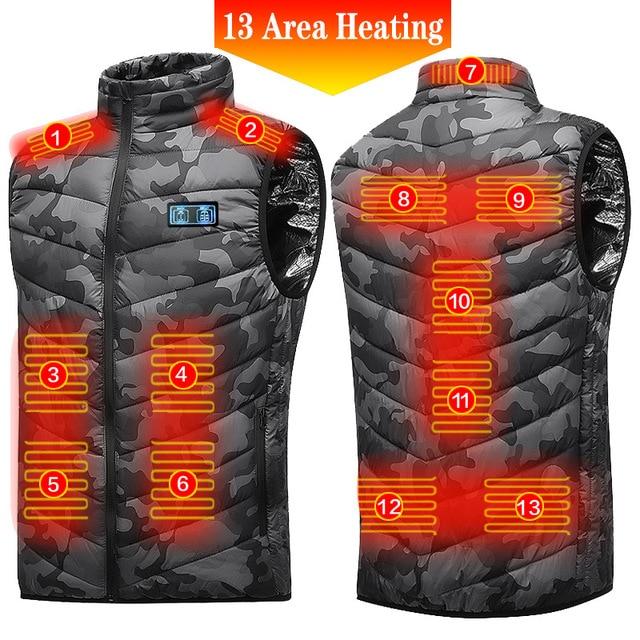 Men Usb Heated Vest 17 Areas Electric Heating Vest Jacket Men Winter Warmte Vest Waistcoat Sleeveless Puffer Men Vest Jacket