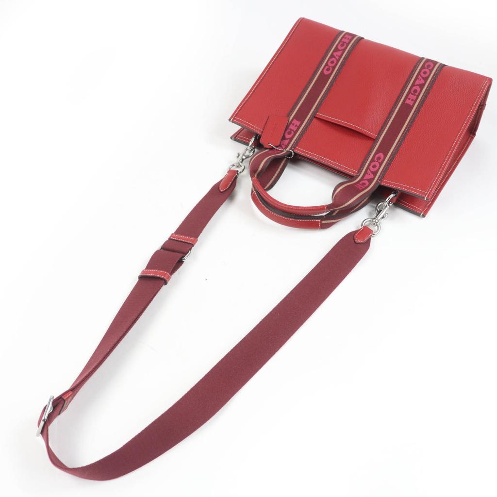 Makellose COACH Schultertasche Smith Tote Raffiniertes Kieselleder 2-Wege-Tragetasche Rot CM067 Gebraucht