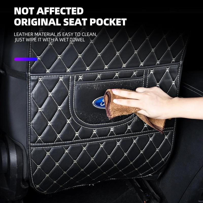 Hot New PU Leather Car Anti-Kick Mats Scratch & Wear Resistant Car Seat Back Protector Cover For Ford Focus Mondeo Fiesta MK7 Es