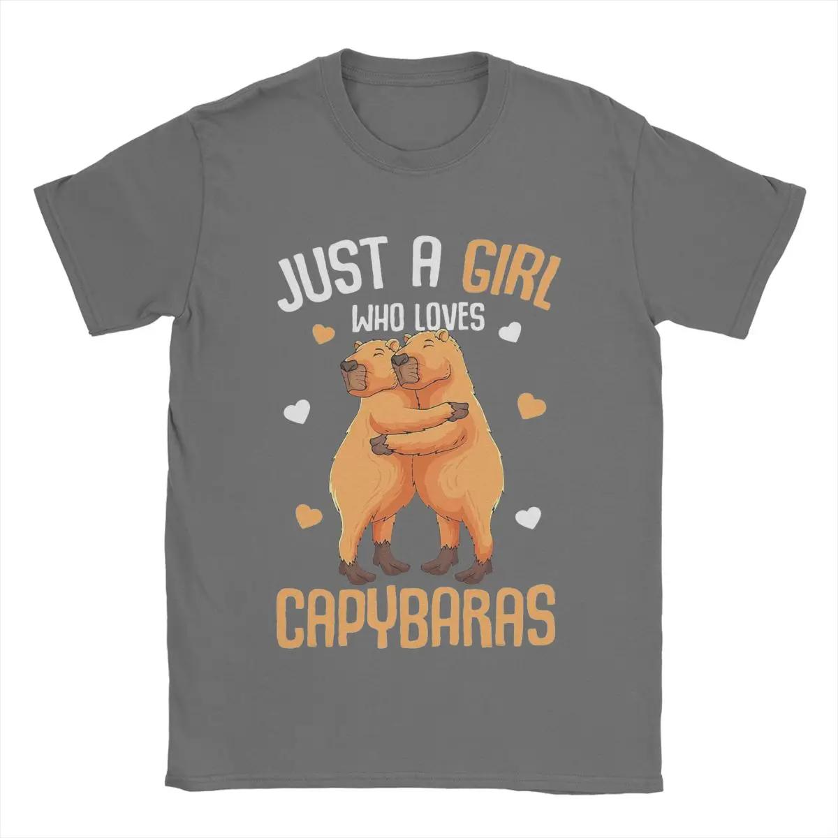 

Just A Girl Who Loves Capybaras Men T Shirts Creative Tee Shirt Short Sleeve Crew Neck T-Shirts Pure Cotton Printing Clothes ... S разноцветный