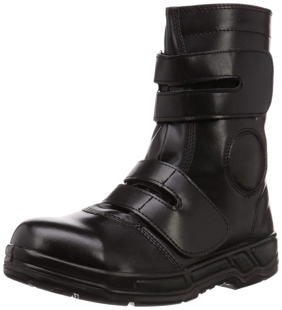 Co-cos Nobuoka Logantos Safety Work Shoes, Long Boots with Toe Cap, Velcro Closure, Lightweight, Men's, Black, Size 28cm