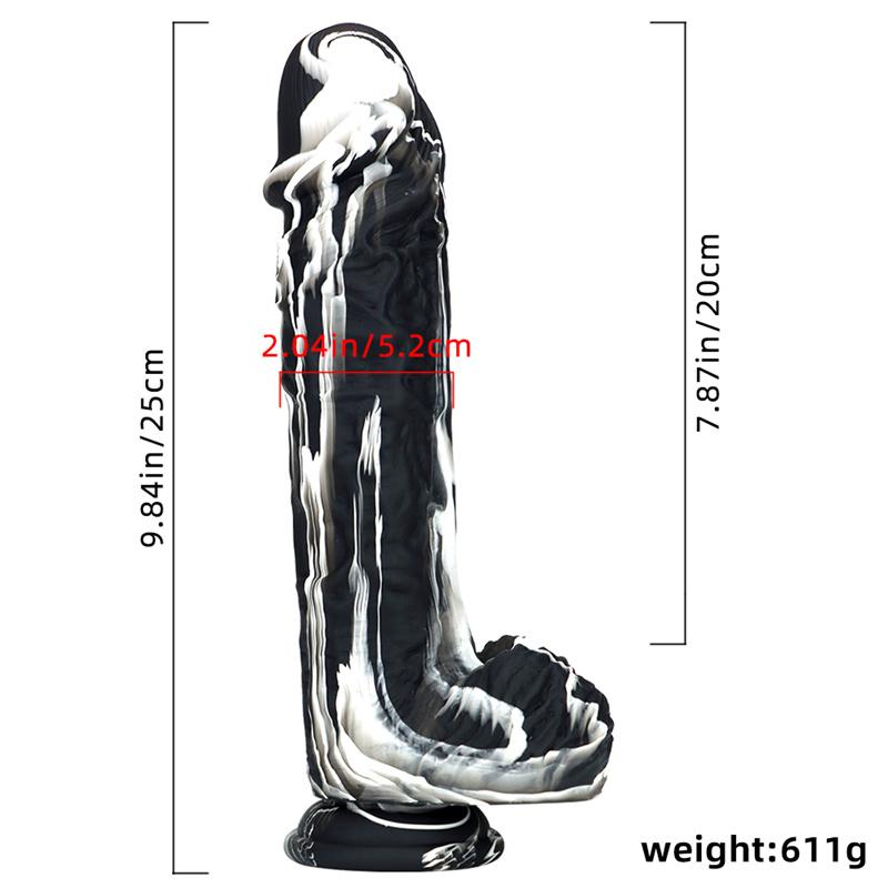 Female Masturbator Simulation Phallus Female Sex Supplies Black and White Silicone Super Soft Dildo Extra Thick Sex Toys