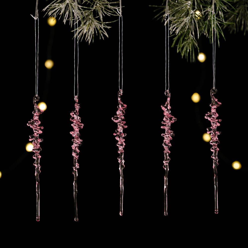 

5Pcs Simulated Christmas Ice Pendants Transparent Frost Spike Pendant Festival Favors