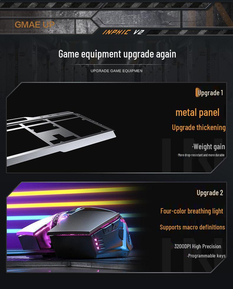 Inphic K2 Wired Keyboard & Mouse Set: Silent, Ergonomic Design for Office & Gaming.