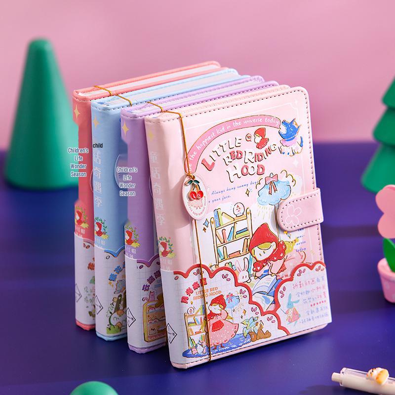 Fuyou B6 PU Magnetic Little Red Riding Hood Journal with Cute Hand-Drawn Illustrations