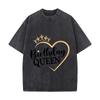 Birthday Queen Crown Heart Gold Celebration Design Distressed Vintage Oversized Streetwear Tops for Coffee Dates