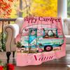 240Gm2 Happy Camper Outdoor Customize Your Name Blanket Cozy Soft Lightweight Allseason Multipurpose Blanket For Camping Picnics Sofa Office Bed