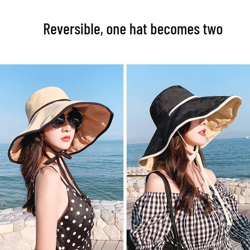 Women's Summer Sun Protection Hat with Large Brim and Face Covering