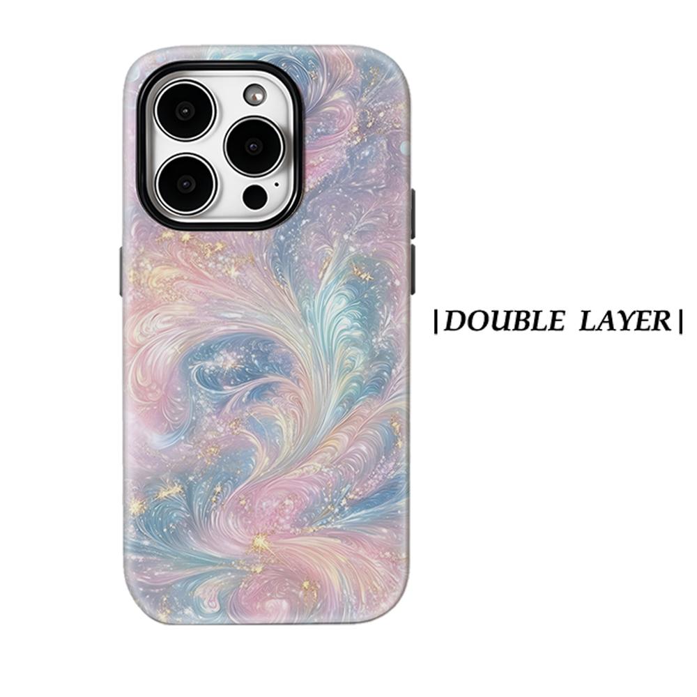 Pastel Galaxy Swirl Phone Case for IPhone 17AIR 16E 16 15 14 13 12 11 17 Pro Max Plus Double-layer Back Cover