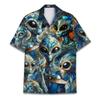 Men's Alien Bigfoot Shirt 3D Neon Print Short Sleeve Hawaiian Shirt Summer Oversized Hip Hop Tops