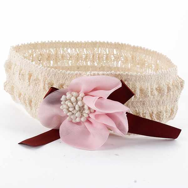 

Lace Chiffon Flower Headband Elastic Hair decorations Baby Girls Headwear рожевий