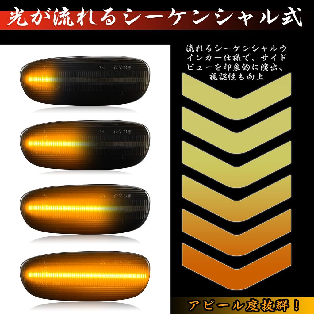 NEIFILES Side Marker LED Lights for Subaru Impreza GC, GM, and GF (1993-2001), Flowing Turn Signals, High Brightness (Sequential Smoked)