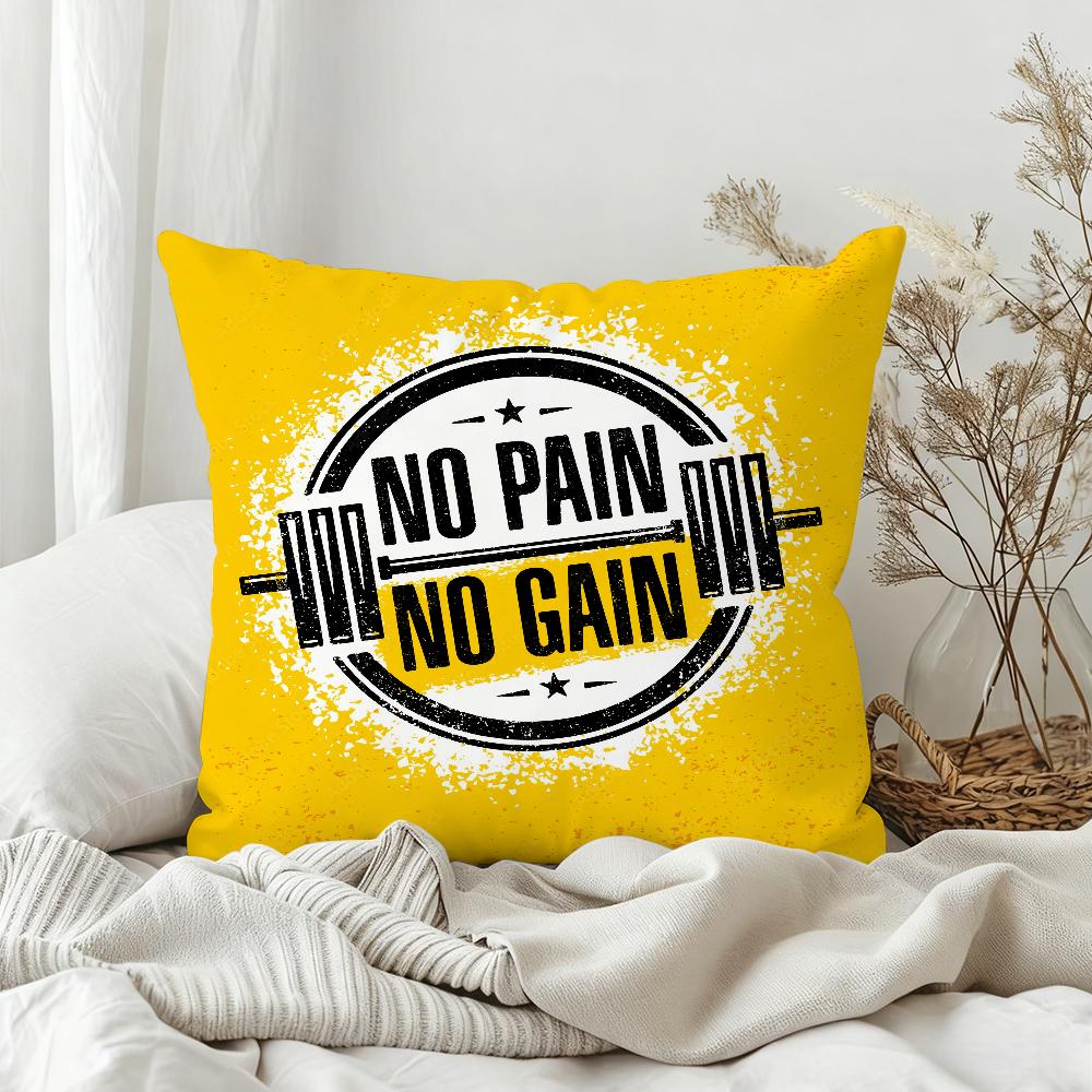 

No Pain No Gain GYM Pillow Case Bedroom Sofa Living Room Backrest Decoration Square Cushion Nap Time 30x30 cm