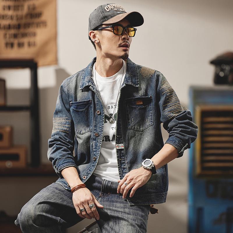 Xintang Retro Embroidered Men's Denim Workwear Jacket for Spring 2025