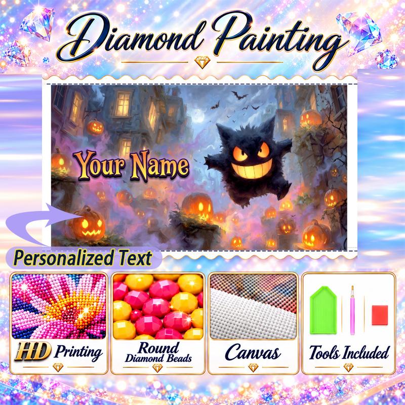 Personalized Gengar Diamond Art Custom Name 5D Diamond Painting Full Drill DIY Craft