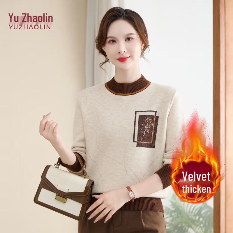 YUZHAOLIN 2025 Fall/Winter Women's Mock Neck Fleece-Lined Sweater
