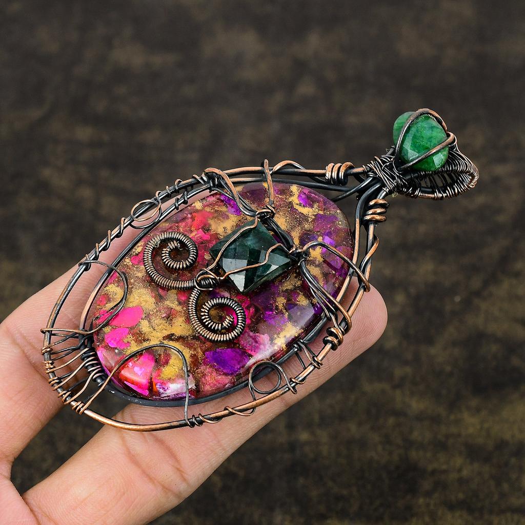 Copper Spiny Oyster Handmade Copper Wire Wrap Gift Pendant 3.98" Y1N01