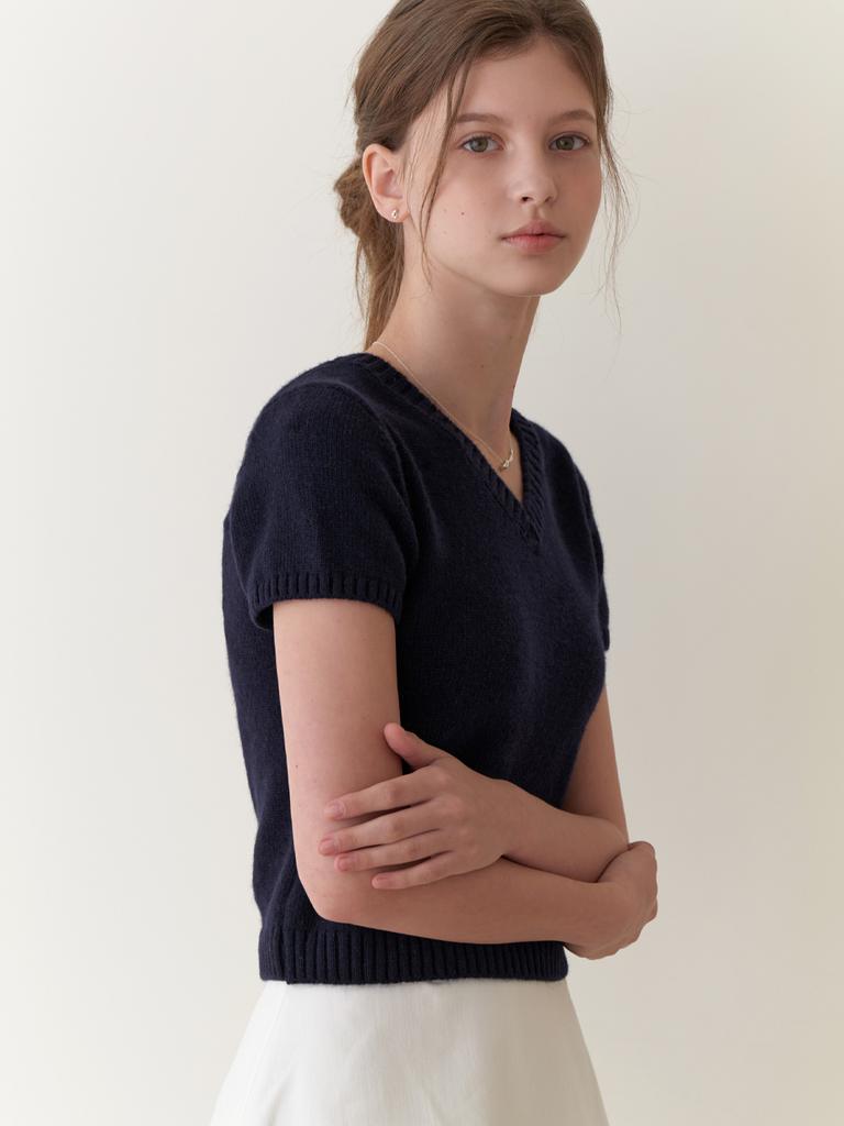 Liel Fav Half V Knit (Navy)