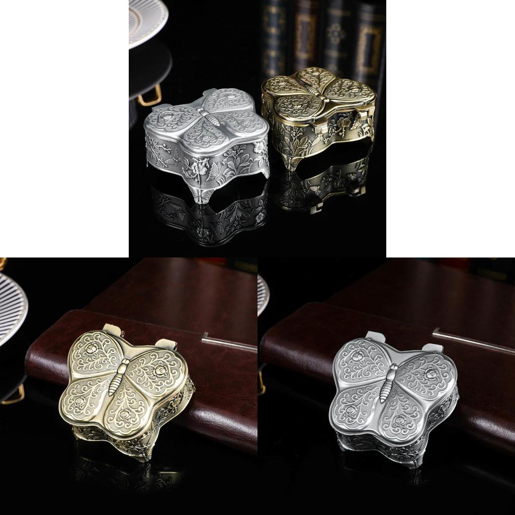 Elegant Zinc Alloy Jewelry Box With Butterfly Pattern For Weddings And Gifts