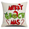 Green-haired Monster Pillow Cover Linen Christmas Pillow Cover Living Room Sofa Lumbar Cushion Cover