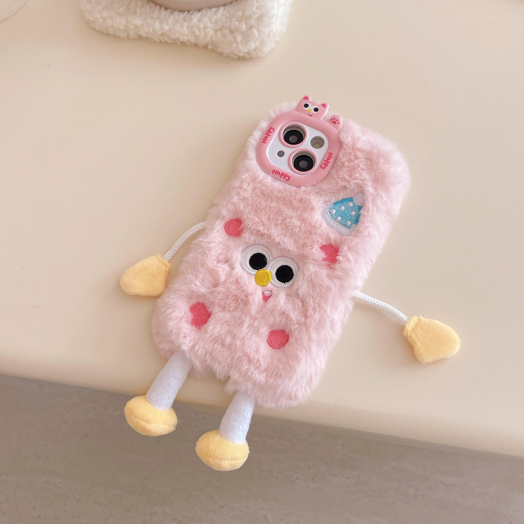 

Чехол для iPhone 16 Christmas Hat Little Monster Plush Phone Case для девочек, милые аксессуары для сотовых телефонов iPhone 15 14 13 12 11 Pro Max For iPhone 16