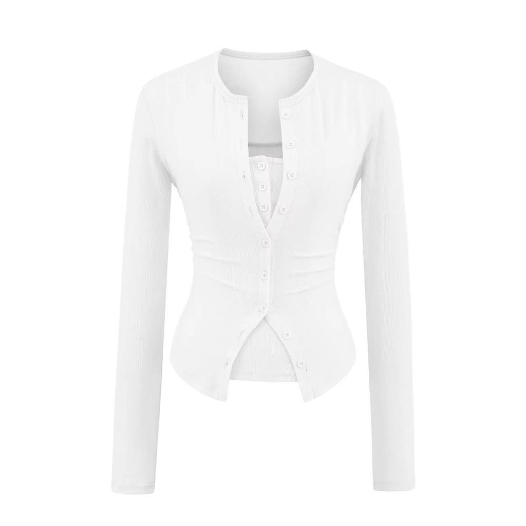 Women's Pure Desire Sheer Round Neck Cardigan & Slimming Camisole Two-Piece Set