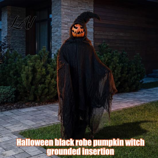 Halloween Witch Decor for Home Ground Stake Black Robe And Pointed Hat Spooky Outdoor Decorations Figures Weather Resistant Yard Props Party Garden