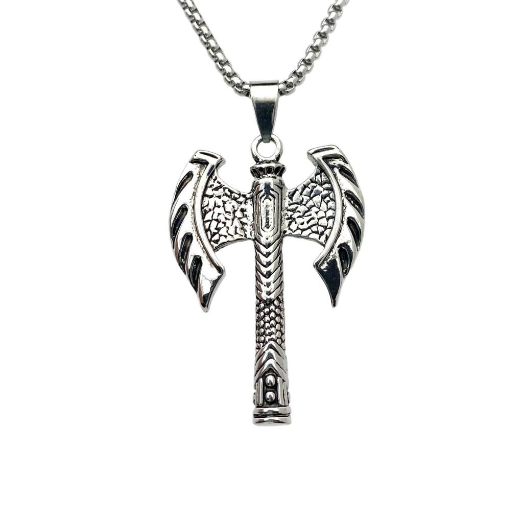 Collier Viking Vintage Pendentif Hache à Double Tranchant