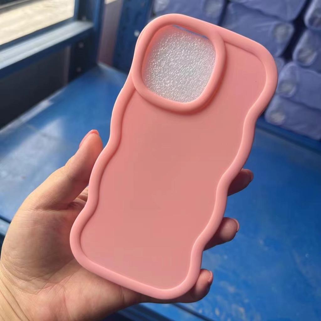 Applicable To Apple 15 Mobile Phone Case Macaron Large Wave IPhone 13 Drop Glue Doll Material Shell