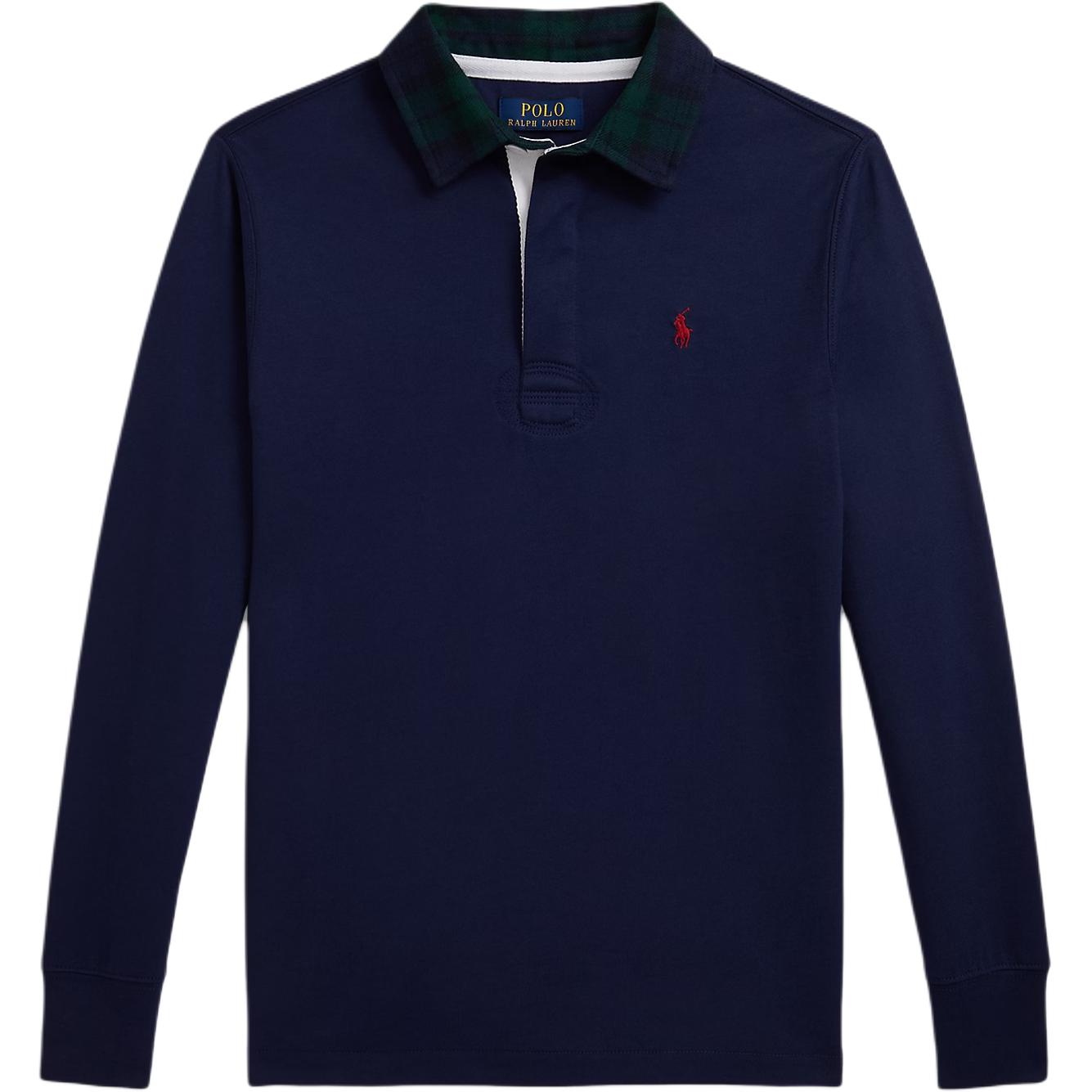 

Polo Ralph Lauren Рубашка-поло Клетчатый воротник Хлопковый трикотаж Вышитая лошадка Длинный рукав Детские топы 323981302-001 L