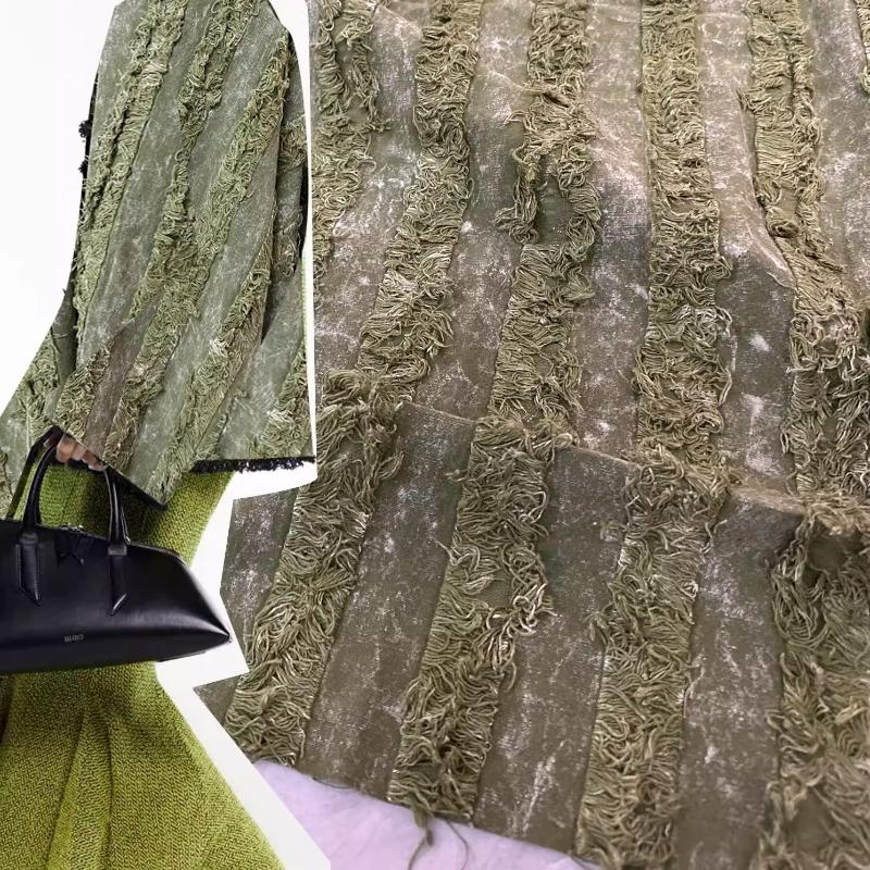 50x145 см Жаккардовая ткань Пустошь Арт Тай-дай Вертикальные полосы Текстура кисточки Хлопок Лен Одежда DIY Шитье Творческая ткань 50x145cm