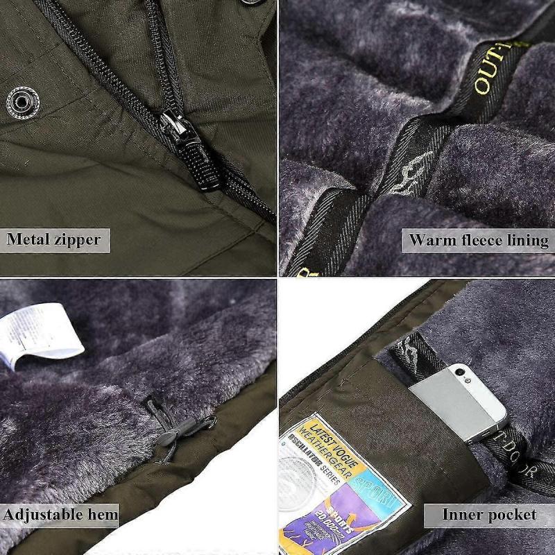 Men's Winter Jacket Waterproof Fleece Plus Velvet Thickened Cold Warm Jacket Windproof Winter Jacket