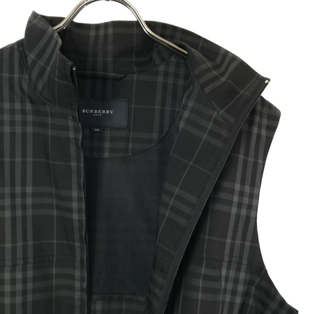 BURBERRY Sanyo Shokai Check Pattern golf Zip Best M Black x gray Men's Used
