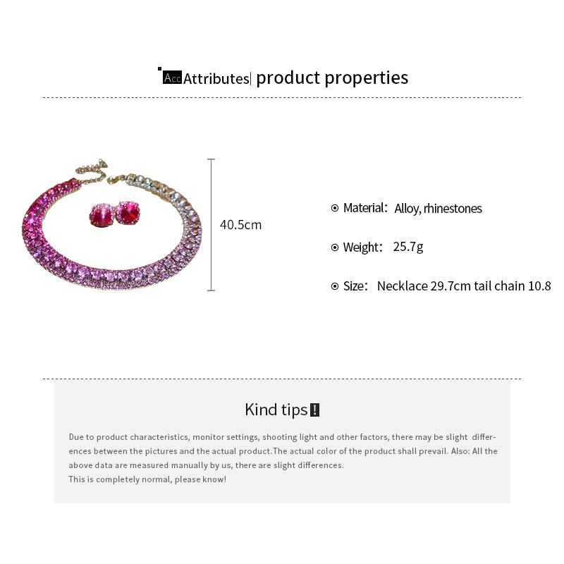 Luxuriöses zweiteiliges Set: Eingesetzte Diamant-Ohrstecker & Halskette mit Farbakzenten