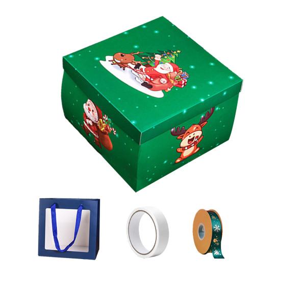 

4-Layer Explosion Gift Box DIY Craft Gift Box with Bow Ribbon Creative Scrapbooking for Anniversary Festival Memories Snack Jewelry Watch Photo зелёный