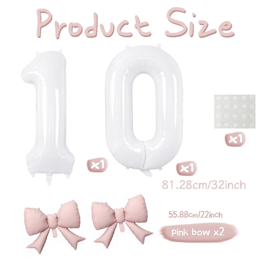 Number balloon set baby pink bow balloon ,white and pink balloon birthday proposal, weddingballoon decoration