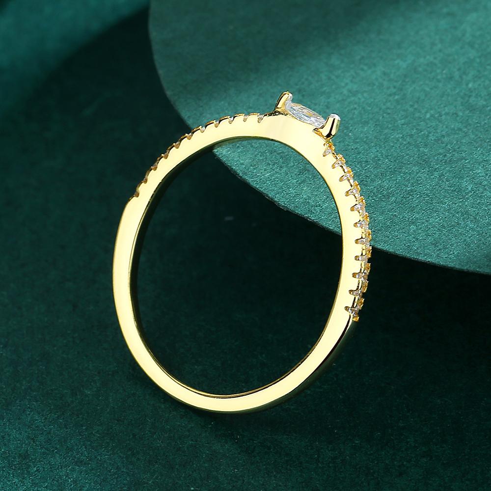 Classic18K Gold Single Row Oval Diamond Couple Ring For Women Crystal Genuine Sterling Silver Valentine's Day Jewelry