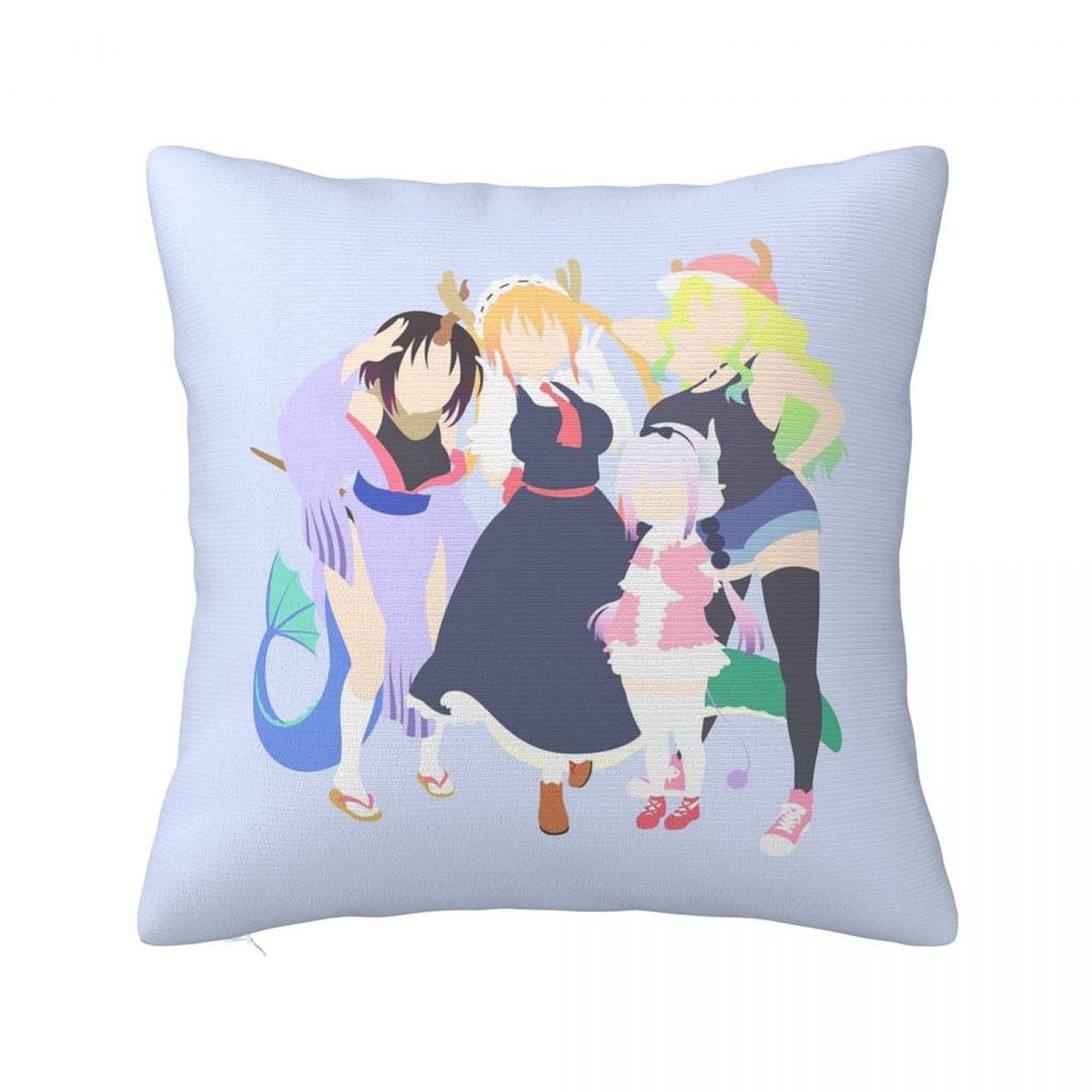 Anime Miss Kobayashis Dragon Maid Square Pillowcase Cushion Cover Pillow Case Throw Pillow Cover for Home Bedroom Car