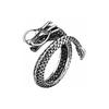 [Rockyu] Ring, Men's, Women's, One Size Fits Most, Dragon Opening Type, Silver Color, Copper, Vintage Style, Scale Pattern Design Ring, Adjustable